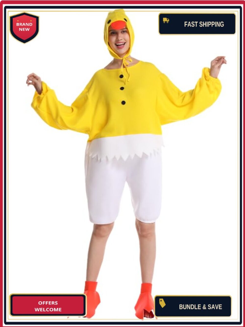 Funny Chick Costume Animal Costume One Size Hat Jumpsuit Foot Covers Party